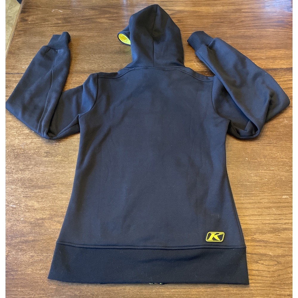 KLIM Women's Hoodie Small Black Yellow Full Zip Motorcycle Jacket Sweatshirt - Picture 6 of 9